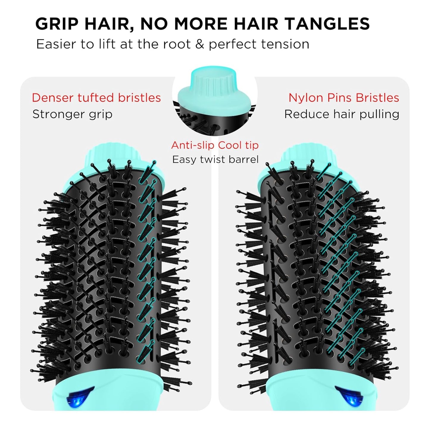 Hot Air Brush, Aima Beauty Professional One Step Hair Dryer & Volumizer 4 in 1 Upgrade Anti-Scald Negative Ionic Technology for All Hair Types, Light Green