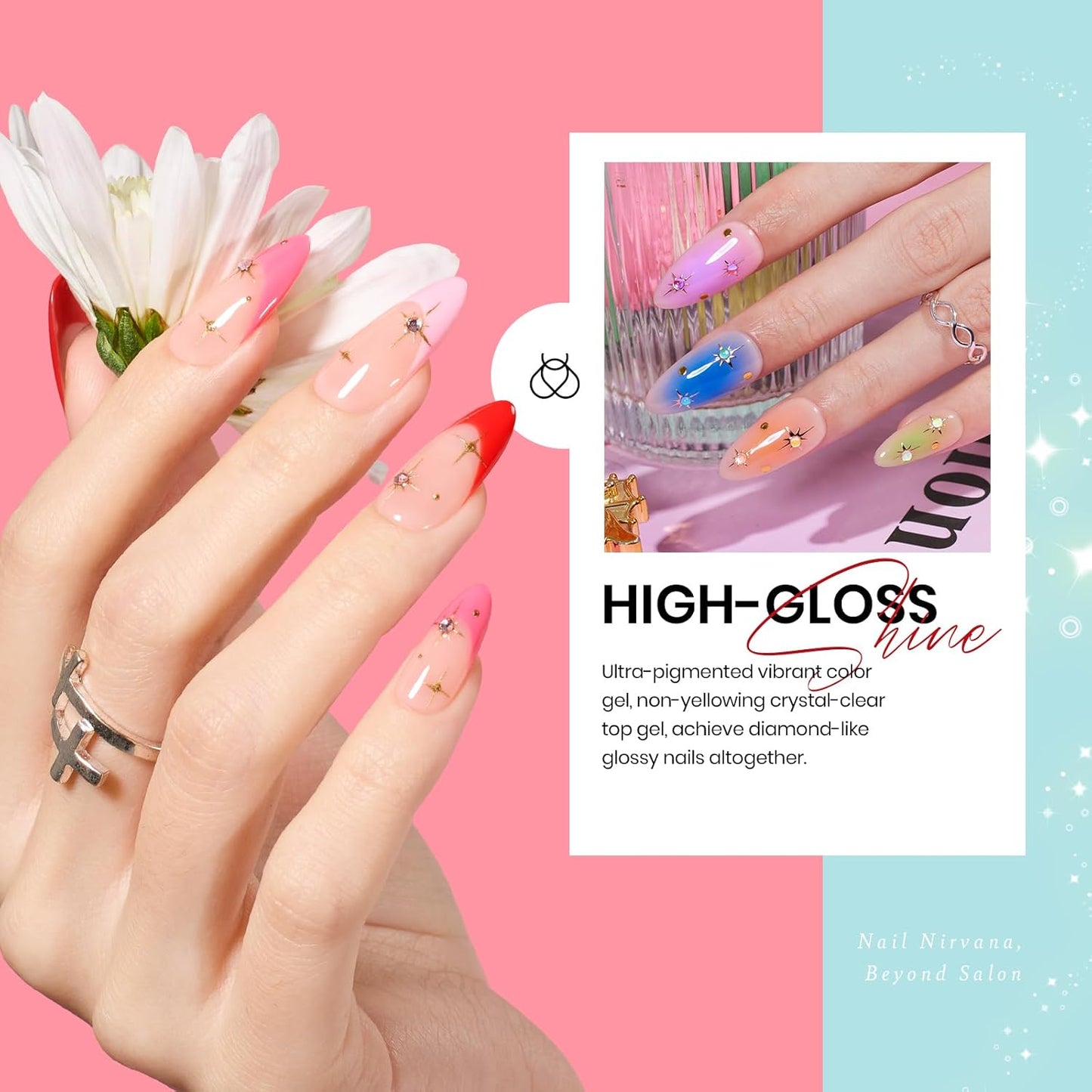 beetles Gel Polish Set, 23pcs Rainbow Gel Nail Polish Pink Orange Green Red Glitter Color with Base Glossy and Matte Top Coat Manicure Kit Shoujo Manga Soak Off Uv Led Gifts for Women