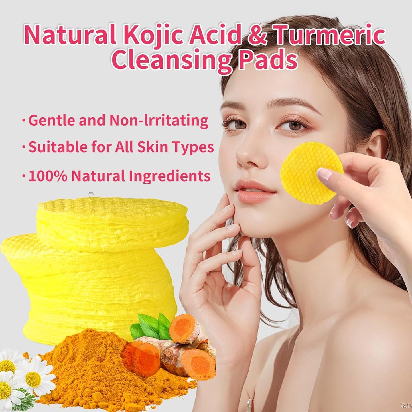 40 PCS Turmeric Kojic Acid Cleansing Pads,Turmeric and Kojic Acid Face Pads,Turmeric Kojic Acid Pads for Face