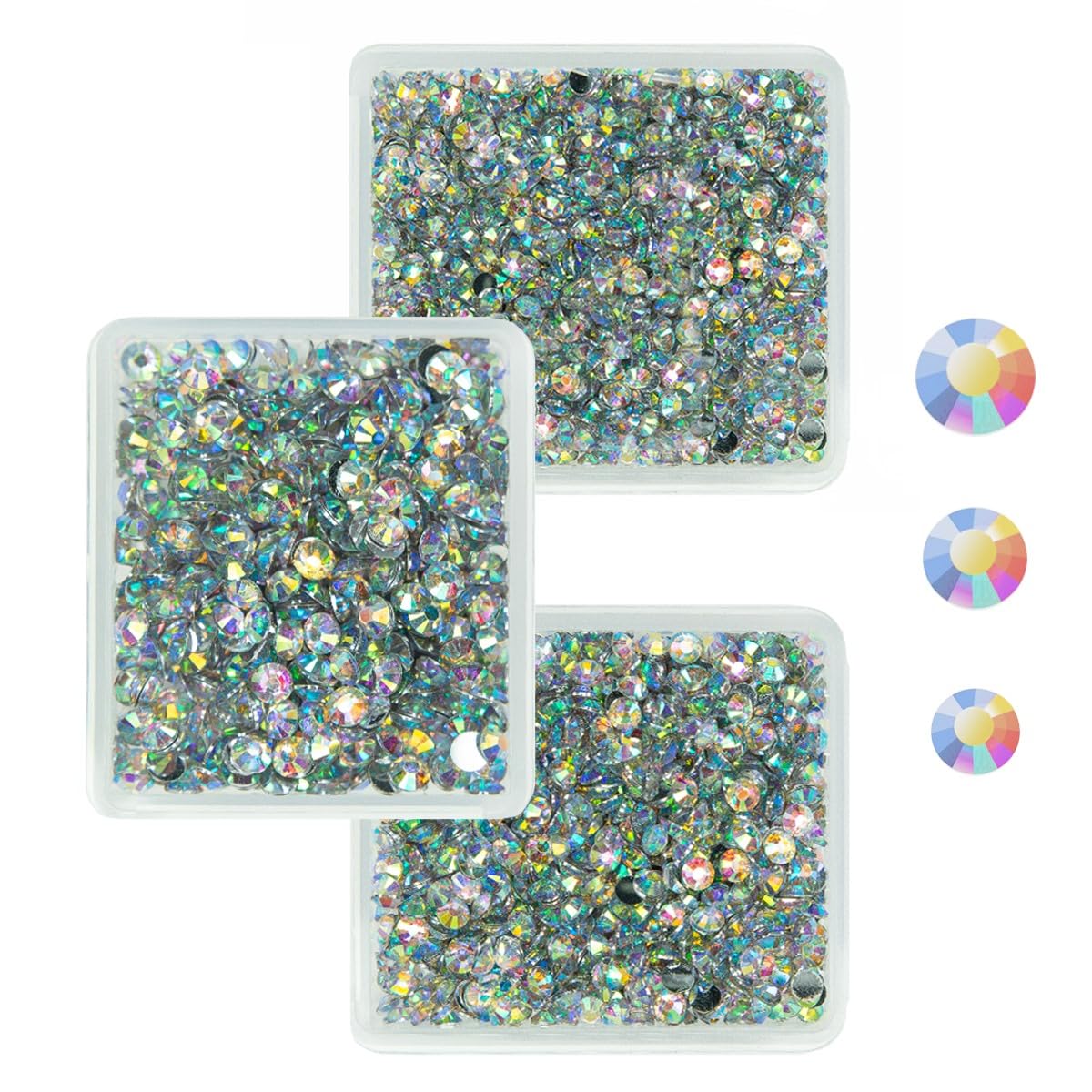 AB Crystal Resin Rhinestones for Crafting 3mm 4mm 5mm Crystal White AB Flatback Stones Non-Hotfix Diamonds Crystals Gems Charms for Nails Face Eyes Makeup Body Tumblers Bottles DIY Crafts Shoes