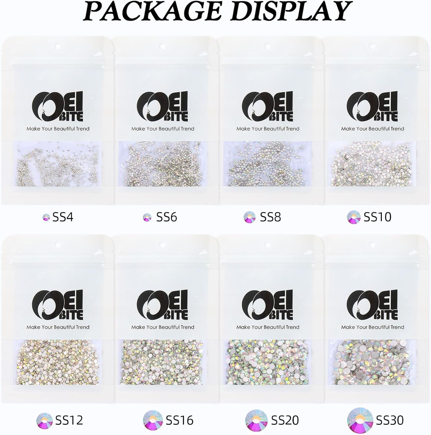 Crystal AB Flatback Rhinestones, Glass Rhinestones for Nail Art and Craft, Glue Fix, Loose Crystal Gemstones(Crystal AB, SS10, 1440pcs, 2.7-2.8mm)