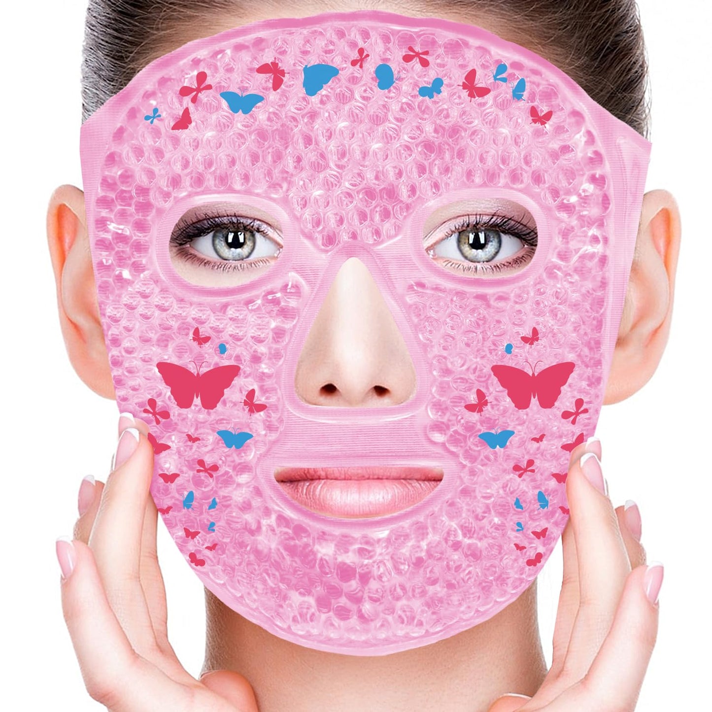 Cold Face Eye Masks Ice Face Mask Hot Cold Compress for Dark Circles, Puffiness, Migraines, Headache, Stress, Redness, Cooling Face Masks for Women Man, Skin Care