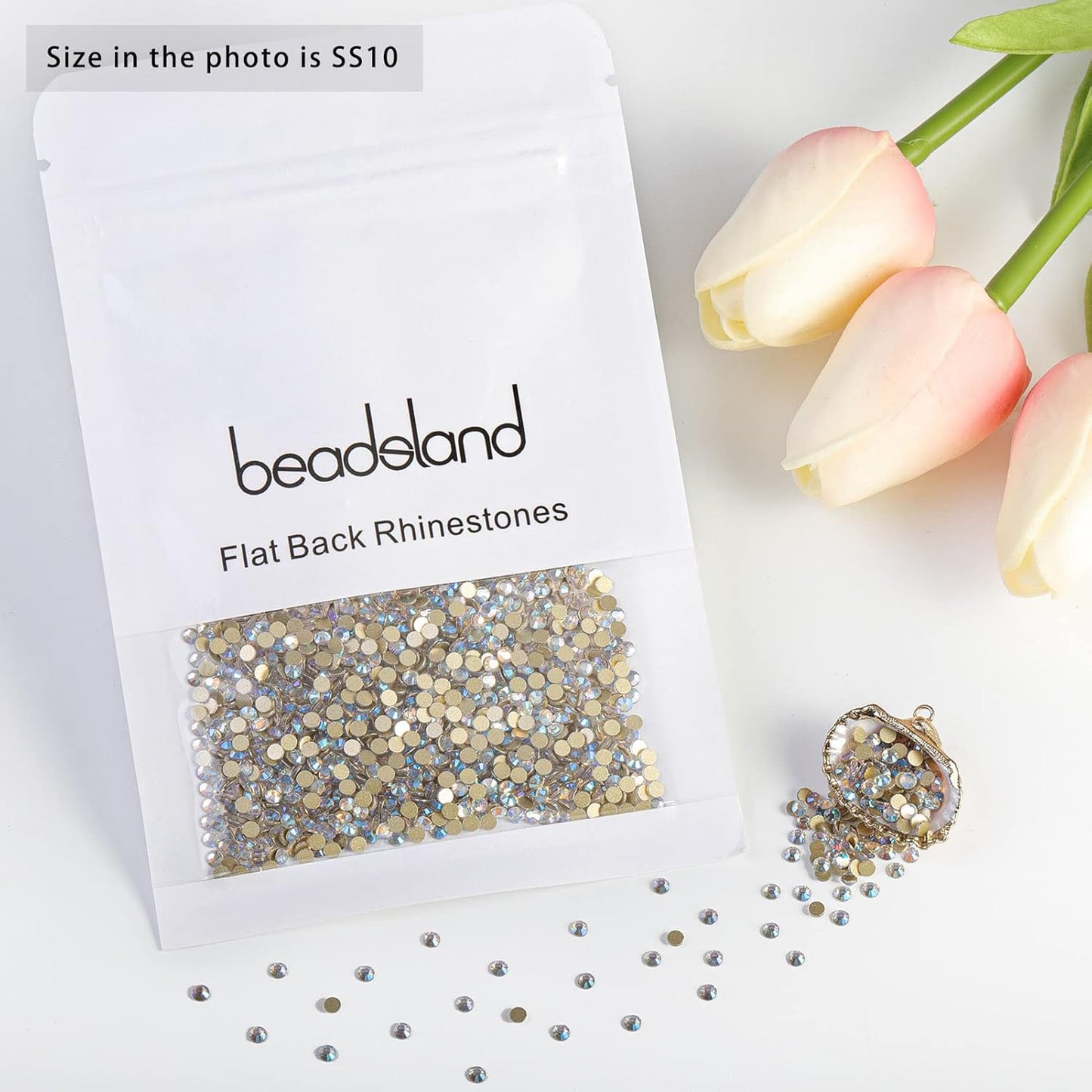 beadsland Flat Back Crystal Rhinestones Round Gems, Blue Moonlight (2.7-2.8mm) SS10/1440pcs