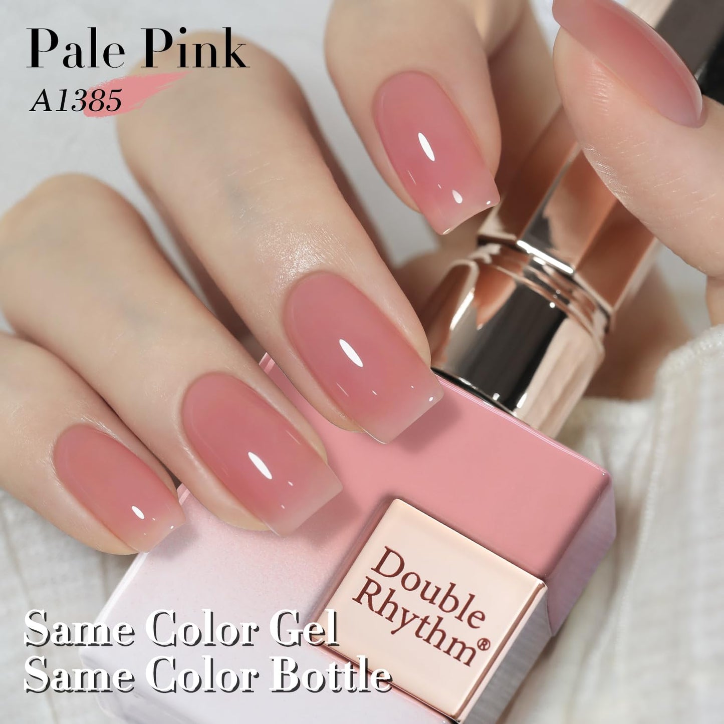 Double Rhythm Gel Polish Translucent Sheer Neutral Natural Light Milky Same Color Same Bottle 15ML Jelly Polish Art DIY at Home (Sheer Pink Nude-A1385)