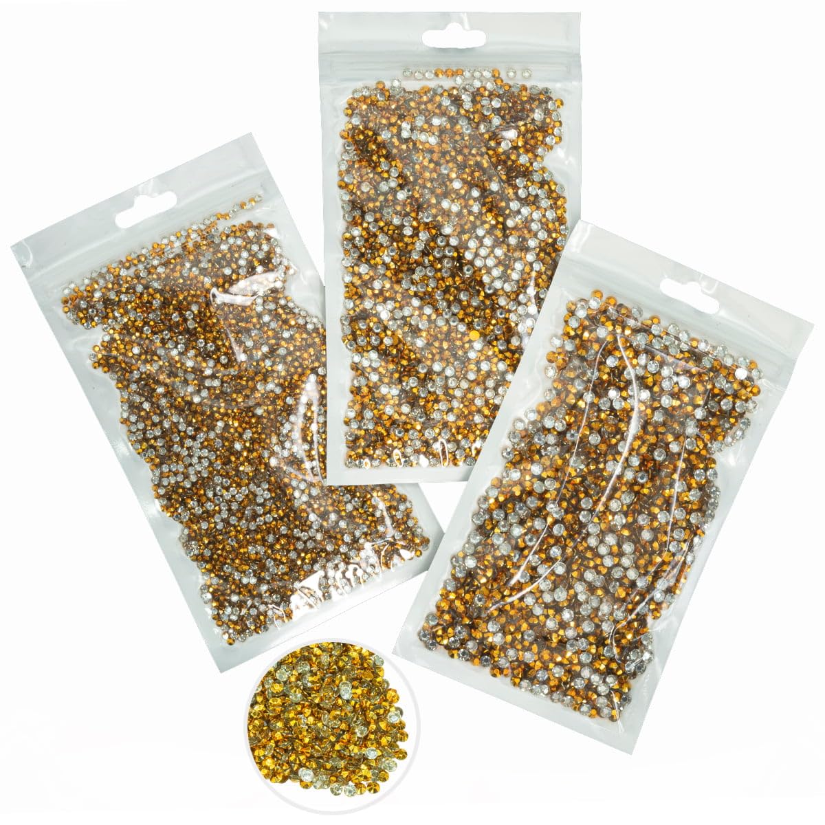 16000PCS Bright Gold Resin Rhinestones for Crafting 3mm 4mm 5mm Golden Flatback Jelly Stones Bulk SS10 SS16 SS20 Non-Hotfix Diamonds Gems for Face Eyes Makeup Tumblers Bottles DIY Crafts Clothes Shoes