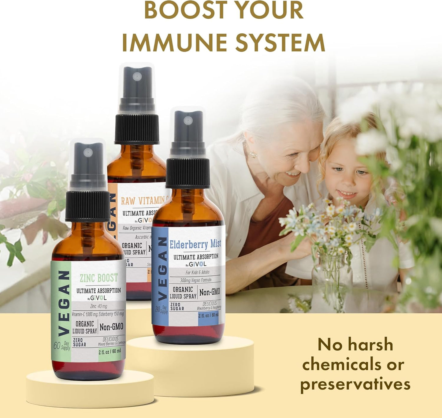 Immunity Pack Liquid Vitamins (Pack of 3) Sambucus Nigra Elderberry Mist, Zinc Boost Mist and Vitamin C Mist (Extra Strength) - Natural Immune System Support - Non-GMO Gluten-Free - 240 Days Supply