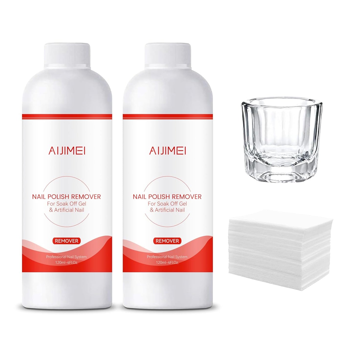 AIJIMEI Nail Polish Remover Kit 4FL.OZ 2PCS, Fast Efficient Gel Polish Remover for Nail Polish Gel, Nails Remove Soak Off Nail Gel Polish Dipping Powder Remover Acrylic nails