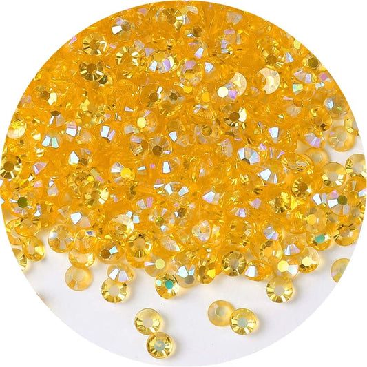 4500 Pcs SS12 3mm AB Flatback Rhinestones for Nails Art Crafts Transparent Glitter Round Gems Goldens DIY Clothes Shoes(Clear Golden Yellow AB)