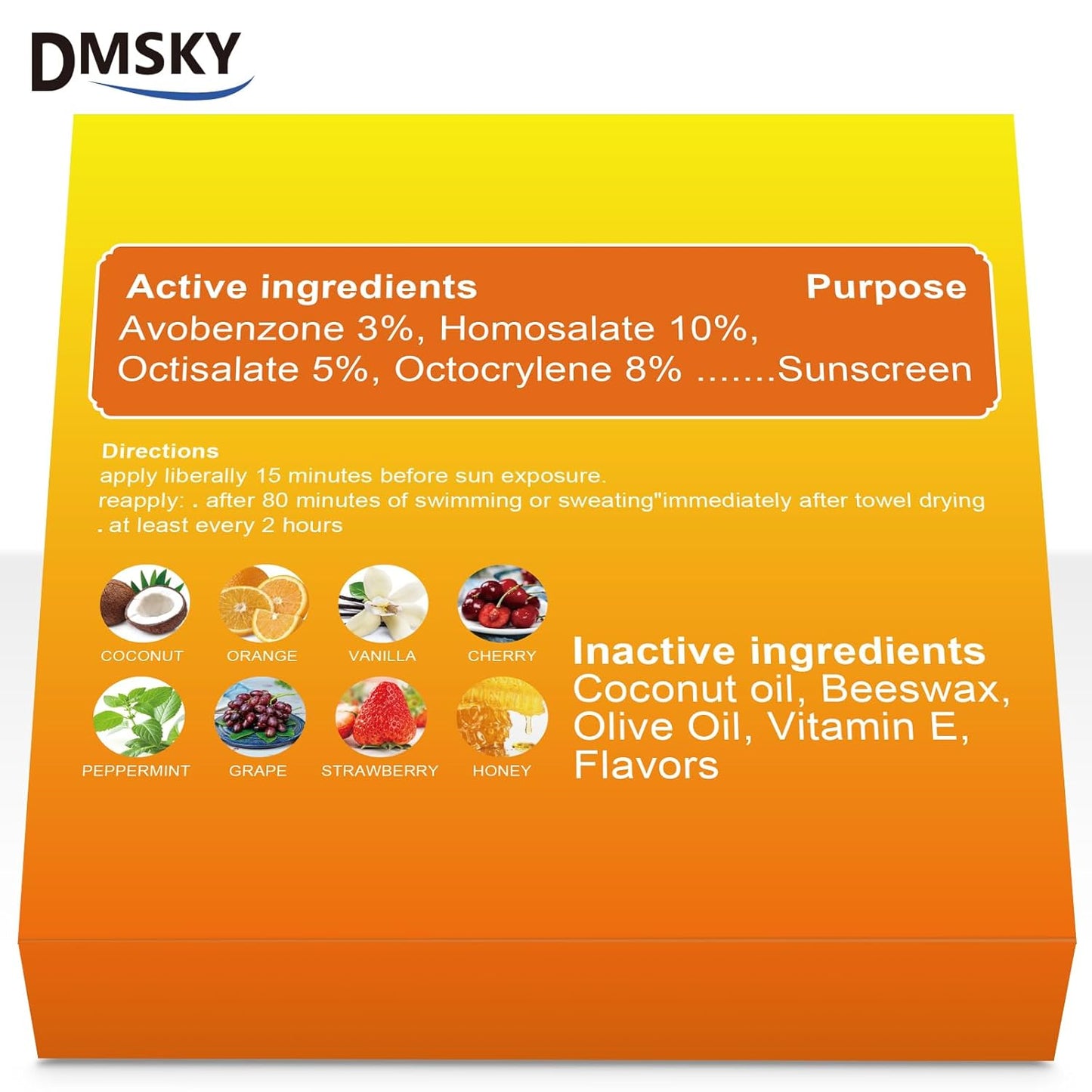Dmsky 32 Pack Lip Balm Bulk，SPF 30 Lip Balm with Sunscreen,Hydrating Lip Balm Pack with Vitamin E and Coconut Oil- 8 Flavors, B-32 Count