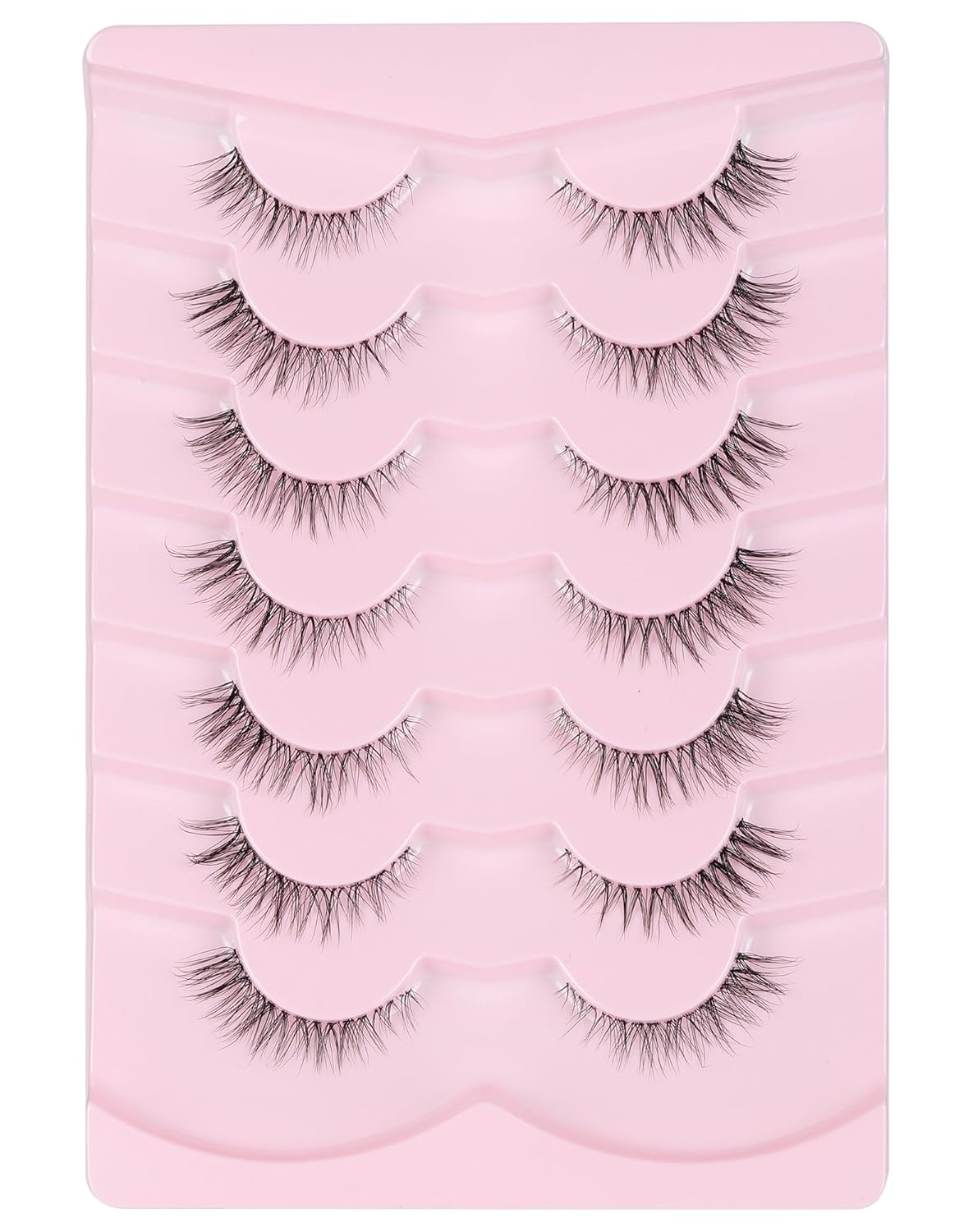 Cat Eye Lashes Natural Strip Lashes That Look Like Extensions Clear Band Lashes Mink Eyelashes Wispy Fox Eye Lashes Packs 7 Pairs