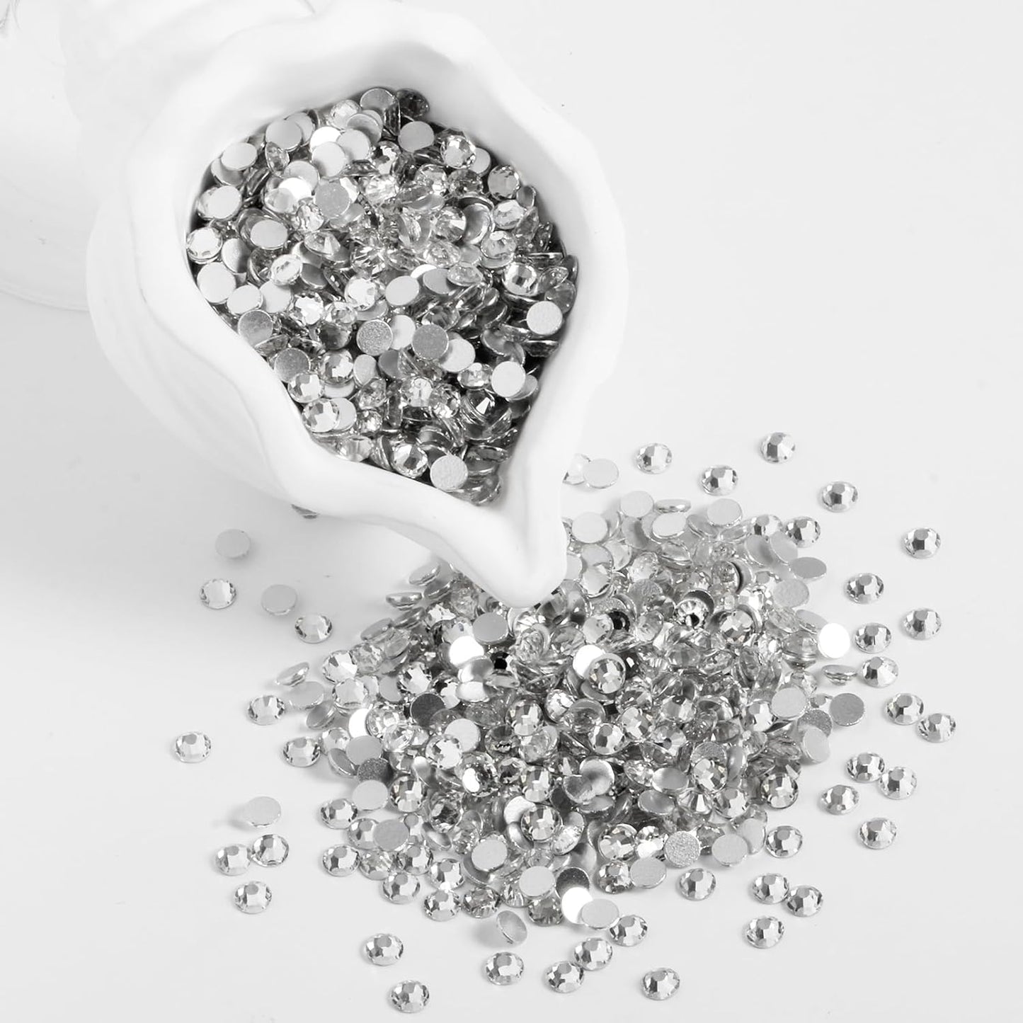 2000PCS SS20 Flatback Rhinestones | 12-Facet Diamond-Cut Glass Gems for Nail Art, Clothing, DIY Crafts |Glue-On Decoration Stones with Silver Backing(Crystal)