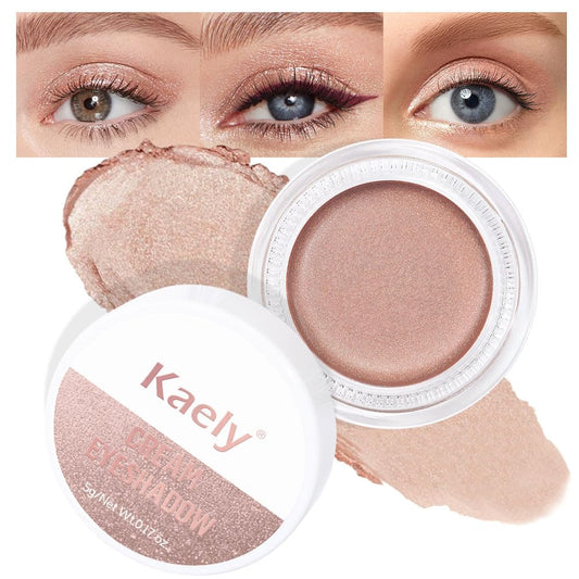 evpct Single Cream Eye Shadow Palette Pot Makeup for Older Women, Sand Shimmer Glitter Metallic Monochrome Cream to Powder Eyeshadow Palette Eye Brightener, Highly Pigmented Waterproof Blendable