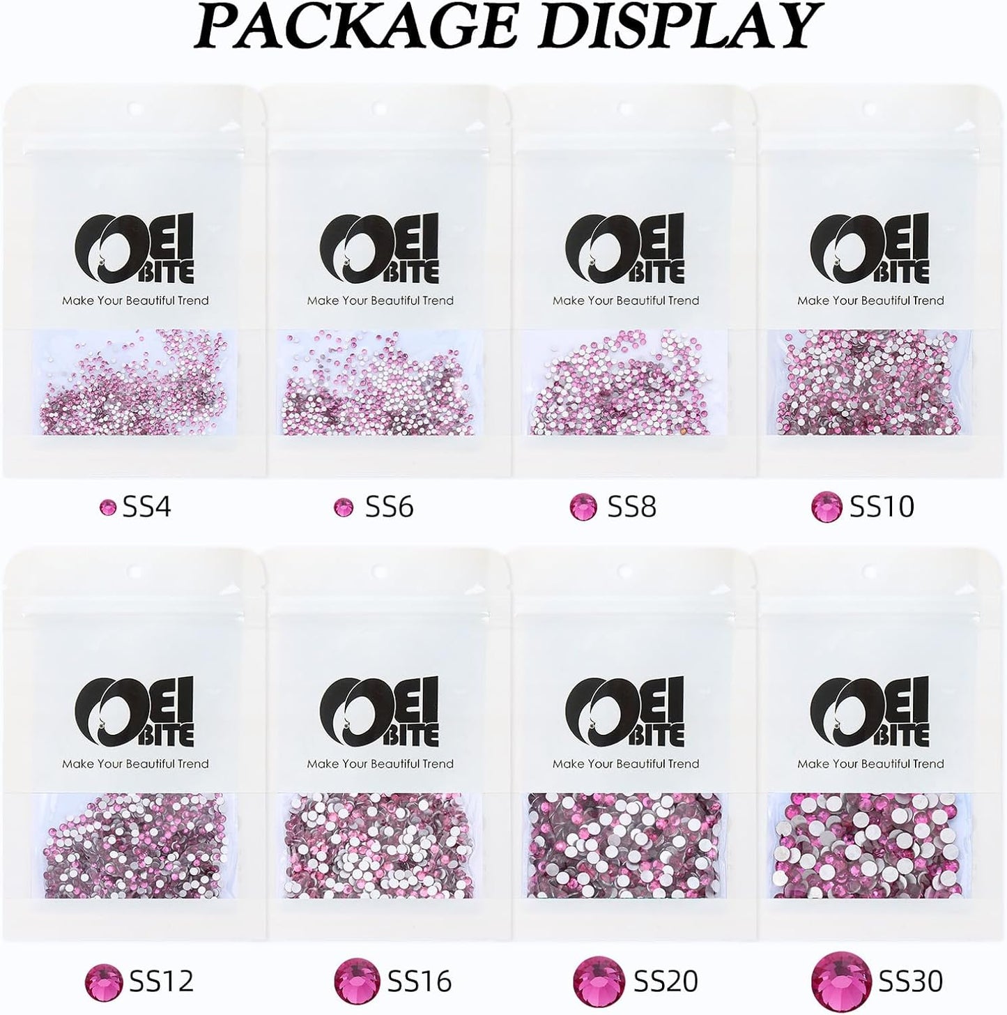 Fuchsia Flatback Rhinestones, Glass Rhinestones for Nail Art and Craft, Glue Fix, Loose Crystal Gemstones(Fuchsia, SS30, 288pcs, 6.4-6.6mm)