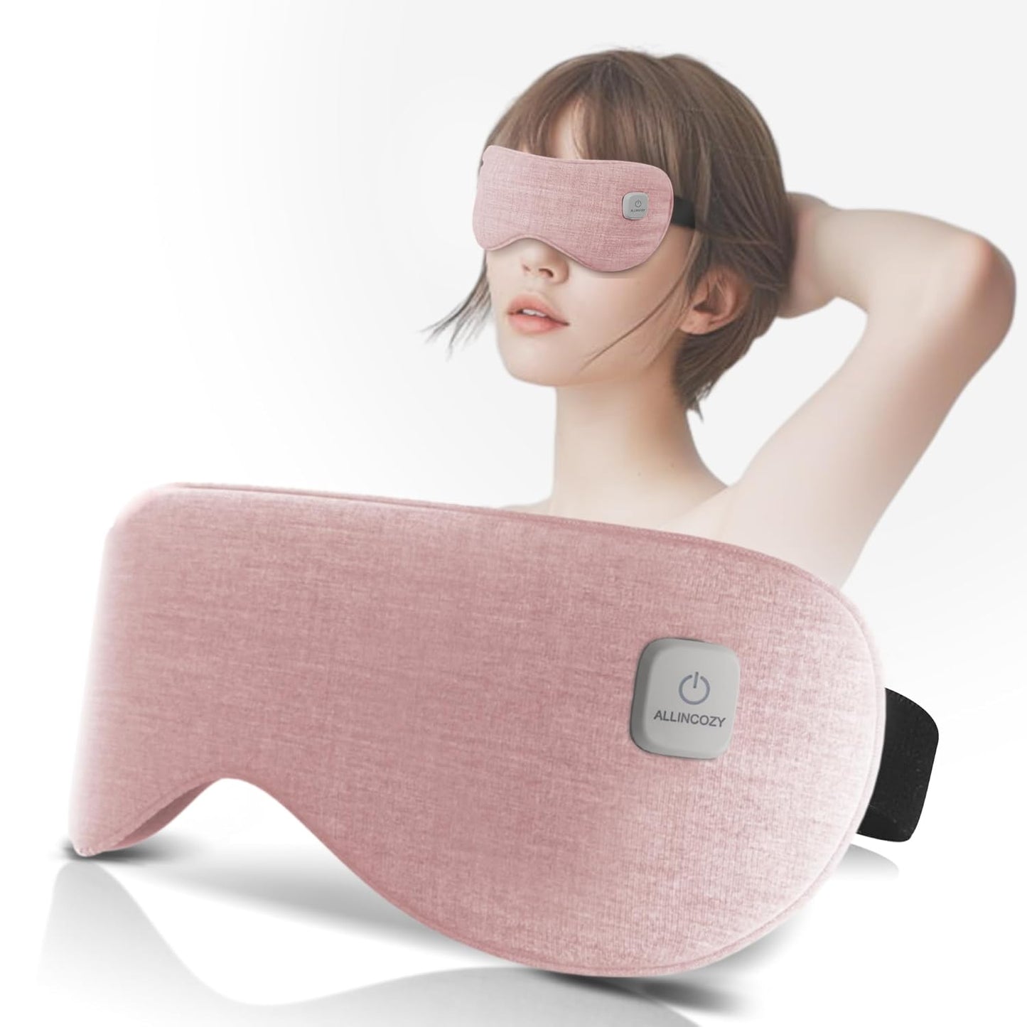 Graphene Heated Eye Mask - Cordless Warm Eye Compress for Dry Eyes with Temperature Control - Washable Eye Heating Pad for Sleep, Travel, Dark Circles, MGD, Blepharitis, Puffy Eyes