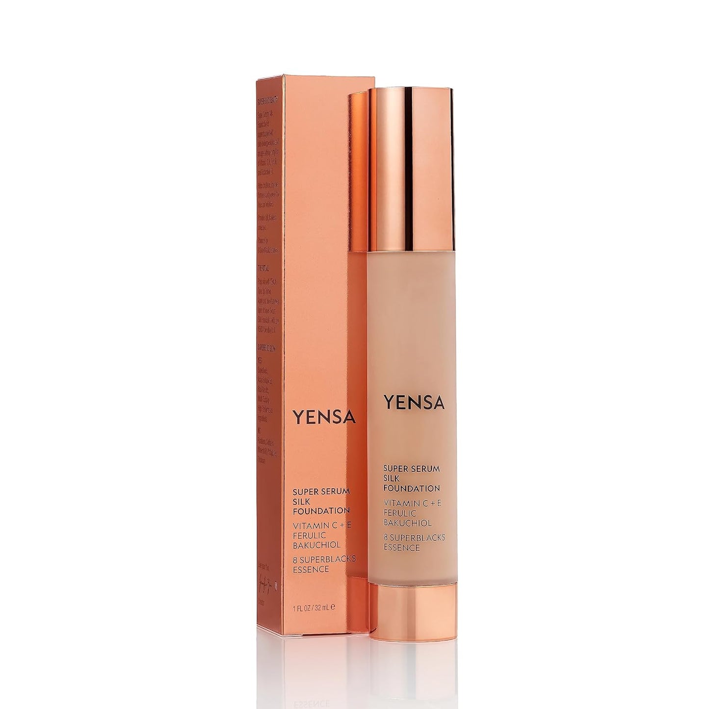 YENSA Super Silk Foundation - Full Coverage, Age-defying complex of Vitamin C, E, Ferulic, and Bakuchiol Oil (Light Medium 1) 1.0 fl oz