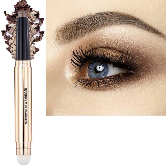 Cocoa Brown Eyeshadow Stick And Sponge Makeup Brush Cream Shimmer Smooth Shadow Pencil Eyeliner Long Lasting Waterproof Eye Shadow Highlighter Stick Hypoallergenic Multi-Dimensional Eyes Look ( # 07)