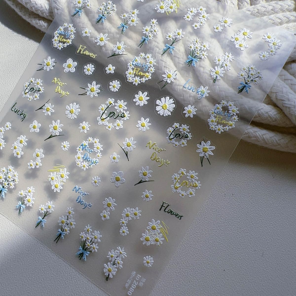 5D Embossed Flower Nail Stickers Spring Floral Nail Art Stickers Daisy Nail Decals Cute Stickers for Nails Designs Self Adhesive Nail Art Supplies & Decorations for Women Girls 1 Sheet