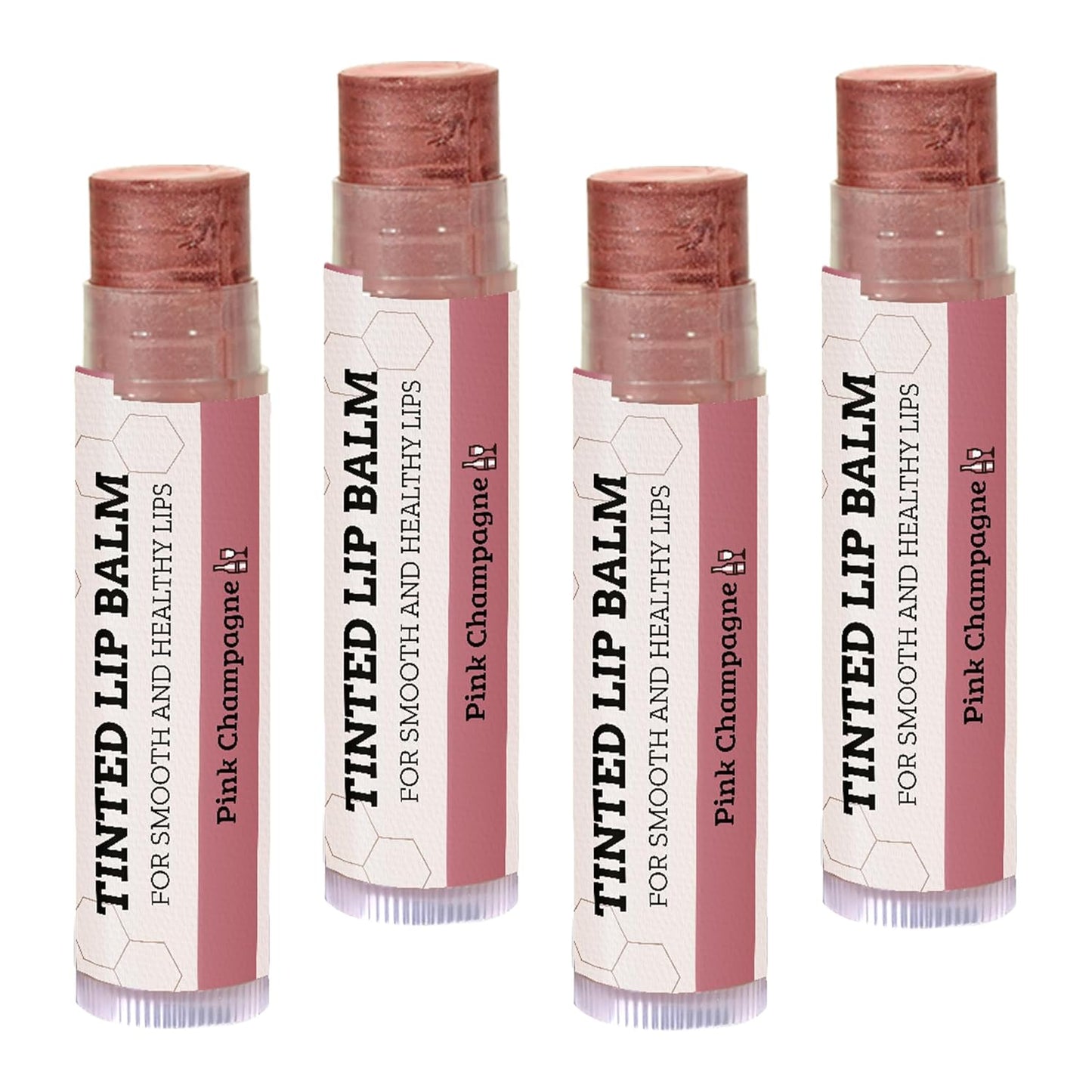 Earth's Daughter Tinted Lip Balm 4-Pack of Pink Champagne Color - Beeswax, Coconut Oil, Cocoa Butter, Vitamin - Moisturize and Beautify - Paraben Free