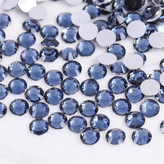 3000 Pieces SS6 2mm Flatback Rhinestones Clear Glass Round Gems Crystals for Nail Art DIY Crafts Clothes Shoes Bags （Dark Grey）