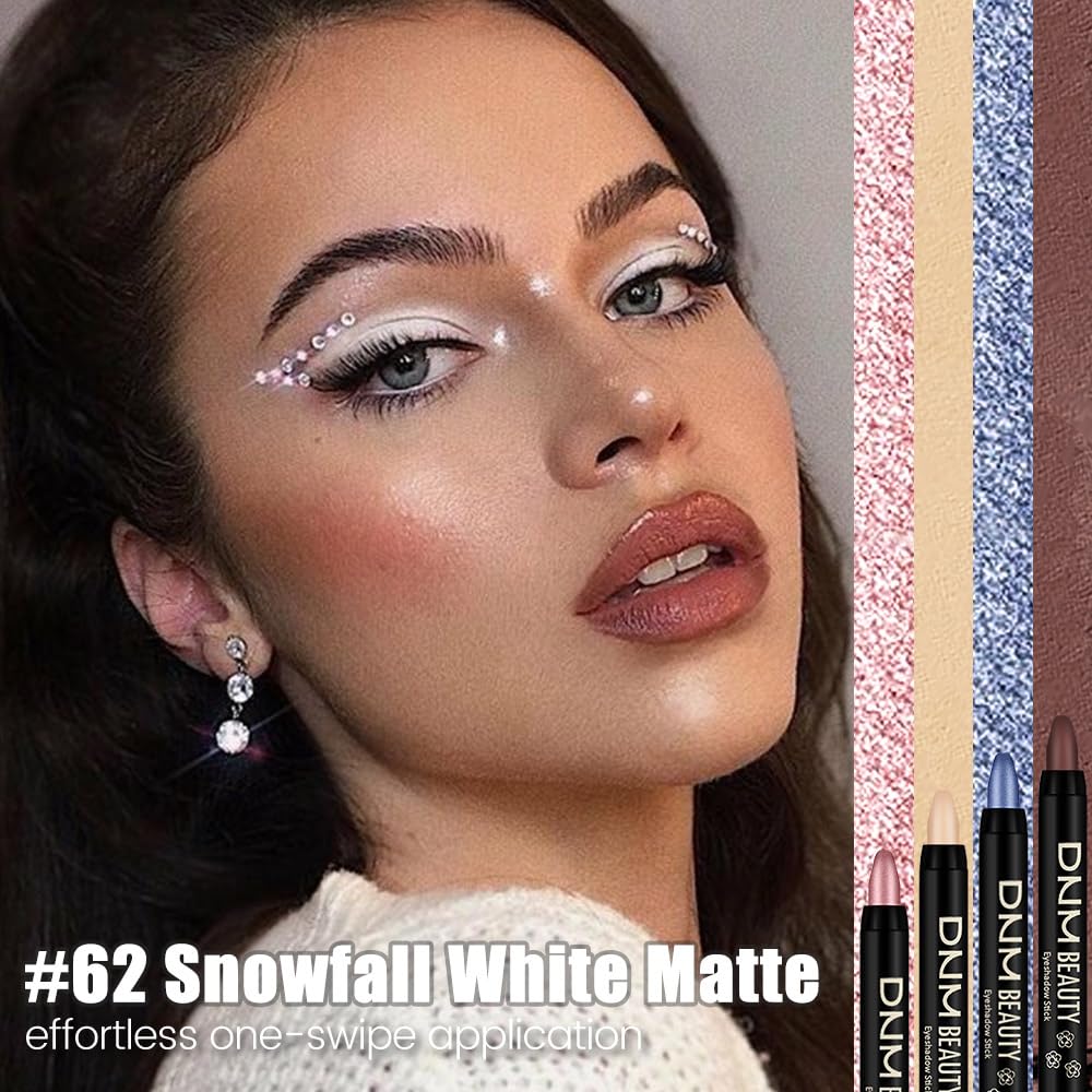 Kaely Cream Eye Shadow Sticks, Snowfall White Matte Eyeliner Pencil Eyeshadow Palette Makeup, Eye Highlighter Brightener Stick for Older Women Waterproof Pigmented, sombras para ojos, New-62