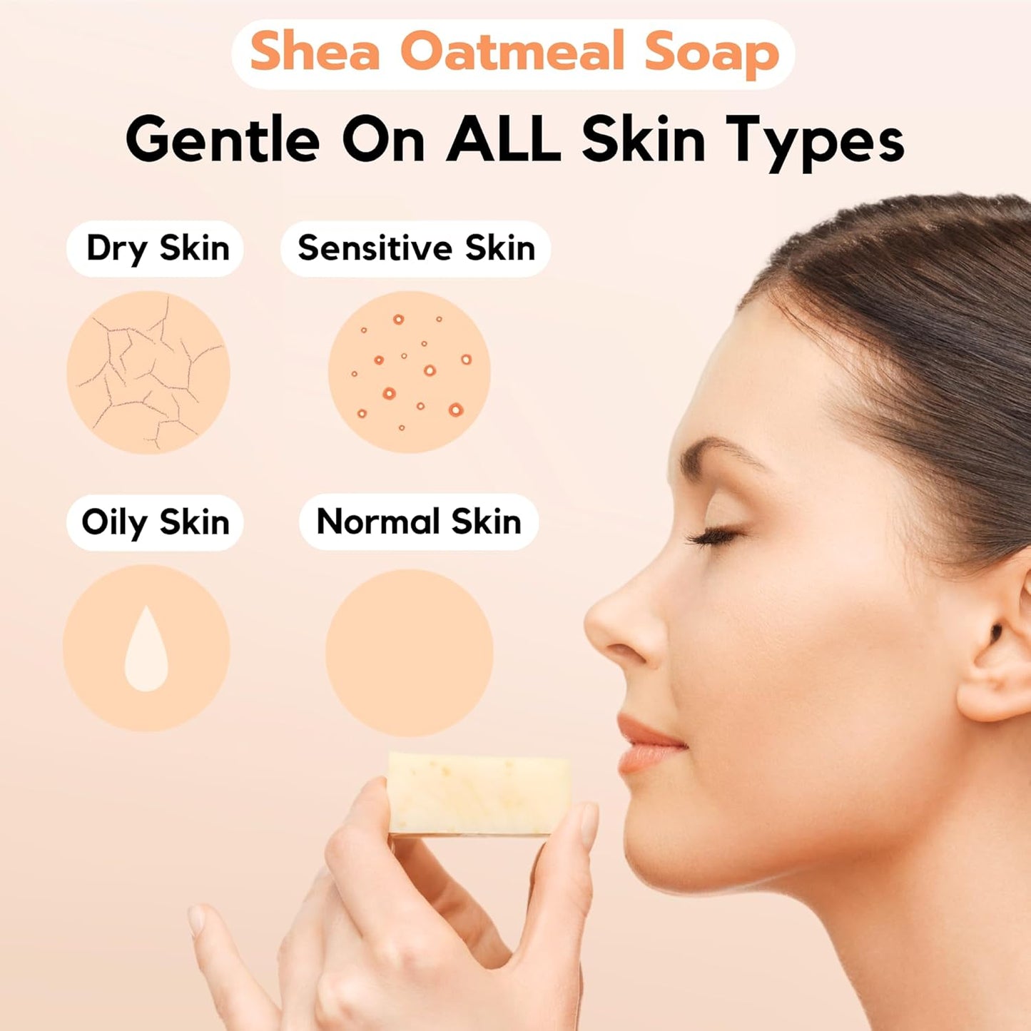 ECO ROOTS 3 Pack Natural Oatmeal Soap Bar – Face & Body Cleansing Bar with Shea Butter & Coconut Oil – Gentle Daily Moisturizing Bars of Soap