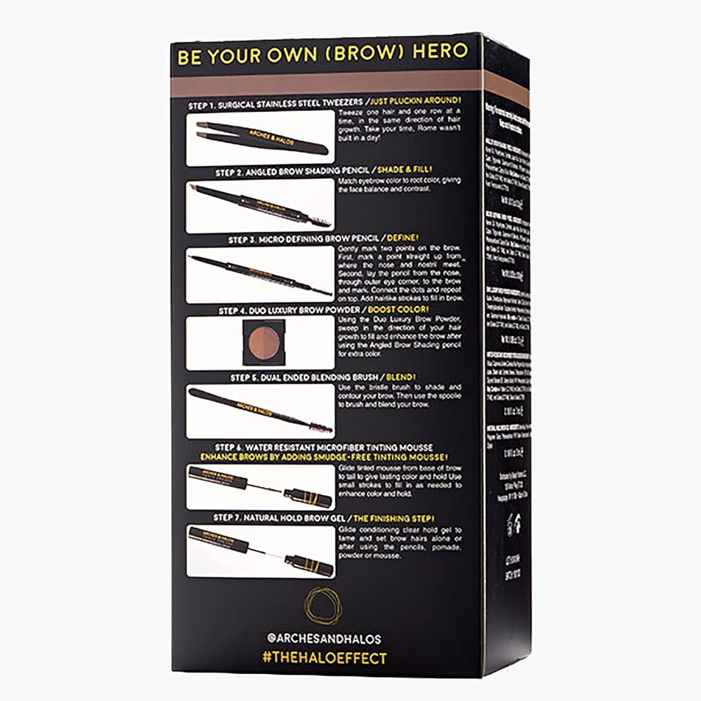 Arches & Halos - Ultimate Brow Hero Kit - Eyebrow Styling Makeup Kit, Pencil, Gel, Shading, Powder, Mousse, Natural and Bold Precise Brow Shaper - Hypoallergenic, Vegan - 7 Pc Kit, Medium