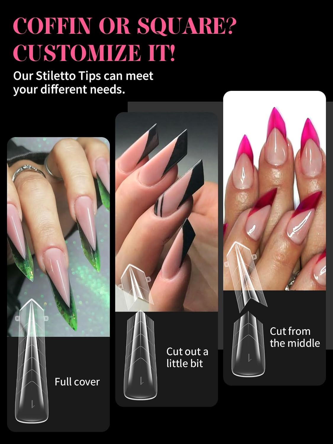 EBANKU Dual Nail Forms for Poly Extension Gel, 150 PCS Clear Claw Nail Molds Reusable 15 Sizes Nail Extension Forms for Builder Gel Manicure Design Salon DIY