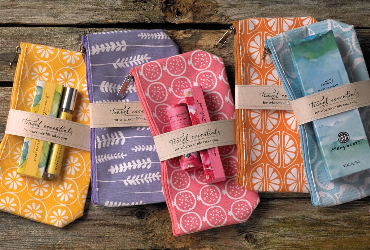 Cosmetic Bag Travel Essentials Canvas Makeup Pouch Toiletry Bags, 4.75" x 8.5", Jasmine Plum