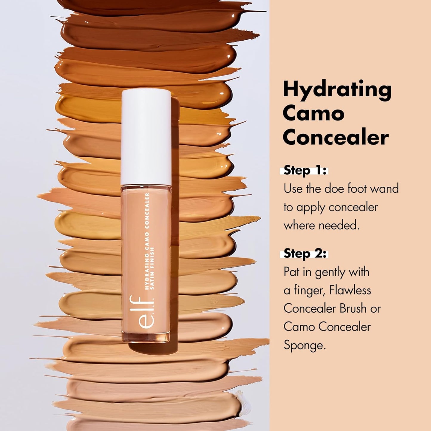e.l.f. Hydrating Camo Concealer, Covers Blemishes & Under-Eye Circles, Full-Coverage & Delivers A Satin Finish, Vegan & Cruelty-Free, Rich Ebony