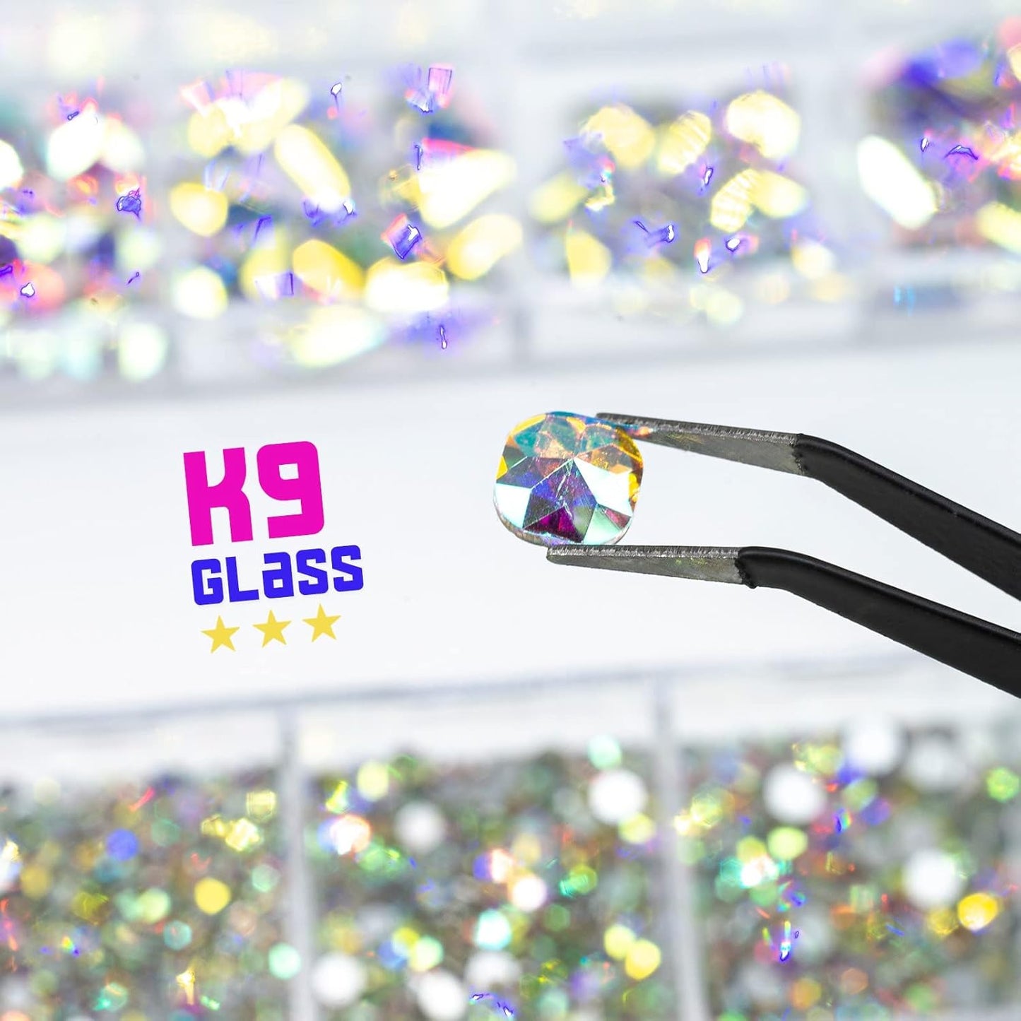 3 Boxes AB Crystal Nail Rhinestones 240 Multi-Shapes White AB Big Gems K9 Glass Flatback Round Beads Crystals Stones Nail Art Charms for Nails Face Eyes Makeup Crafts DIY Tumblers Bottles Shoes