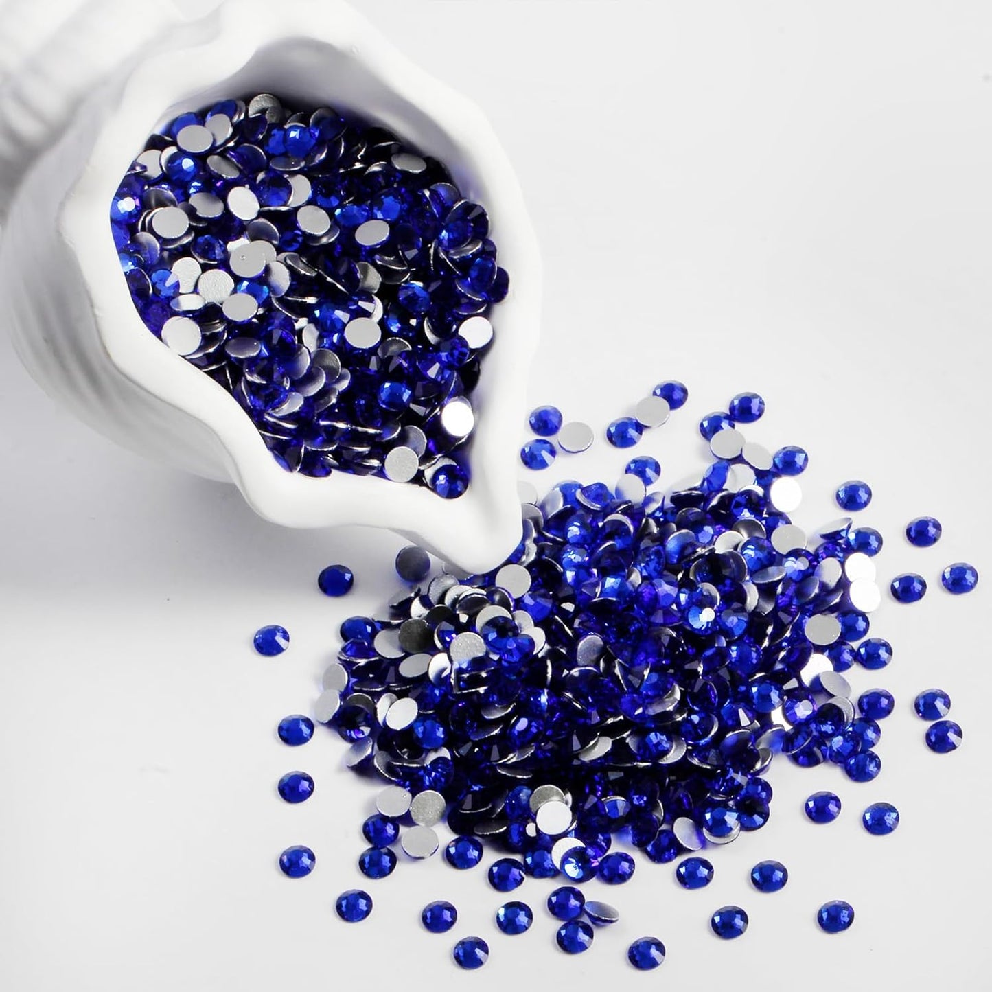 3000PCS SS8 Flatback Rhinestones | 12-Facet Diamond-Cut Glass Gems for Nail Art, Clothing, DIY Crafts |Glue-On Decoration Stones with Silver Backing(Sapphire)