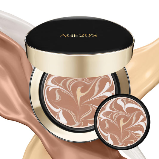 AGE20'S Signature Essence Pact SPF 50+ | Pack of 2 | 27C HONEY | Cream Foundation, Dewy Finish, Natural Coverage | Korean Cushion Foundation
