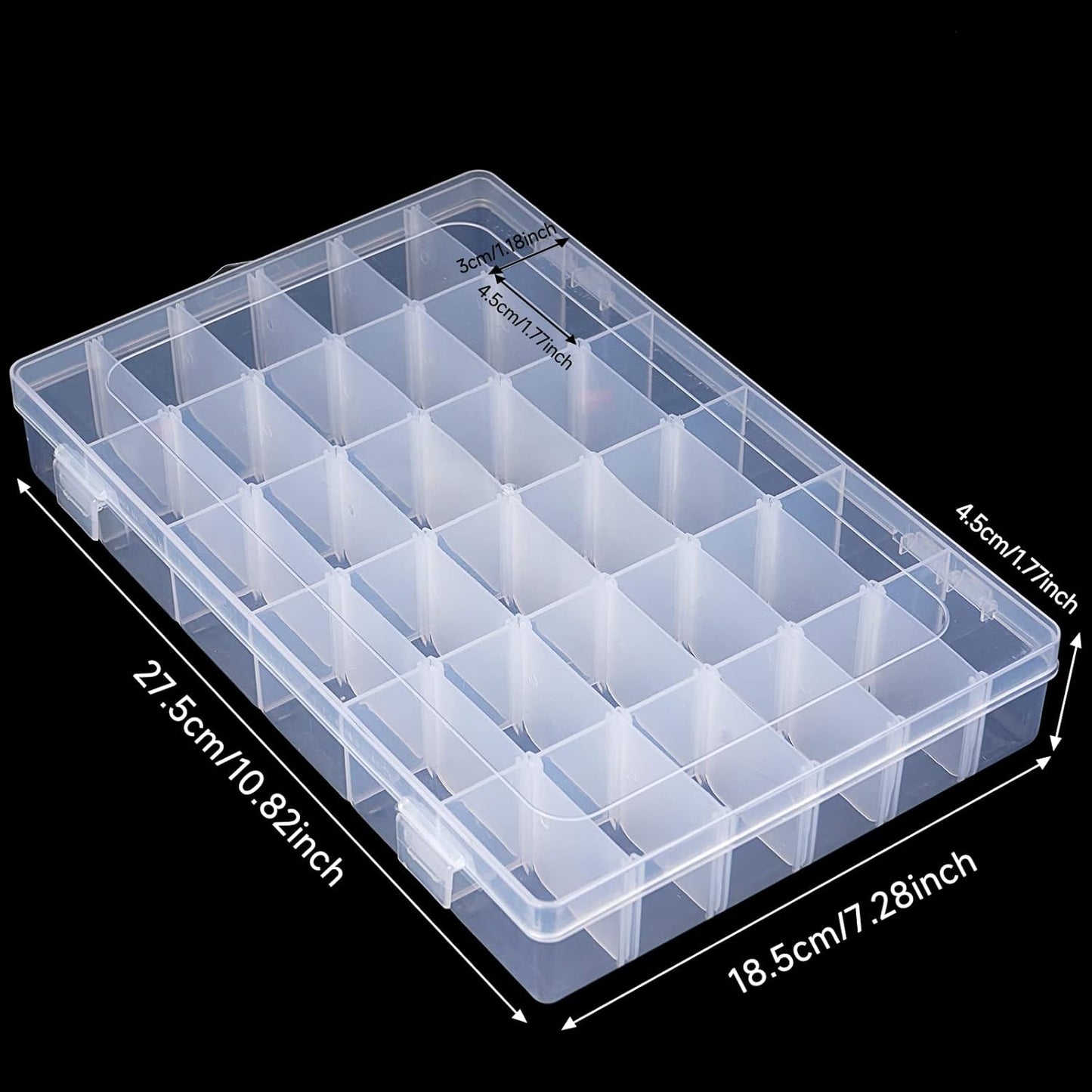 36 Grids Clear Craft Storage Boxes with Compartments, Bead Organizer Storage Box, Plastic Jewellery Organizer Box, Small Parts Organizer for Rock Screw Seed Washi Tape