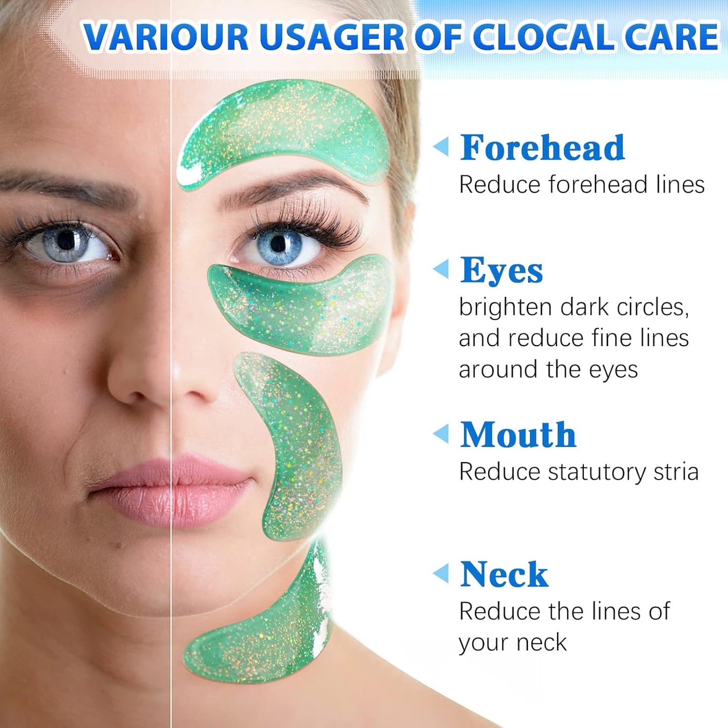 Eye Gels with Natural Marine Collagen Hyaluronic & Pearl Under Eye Patches, Under Eye Masks for Puffy Eyes & Dark Circles & Eye Bags, Face Moisturizer Treatment, Reduce Wrinkles (12 Pcs)