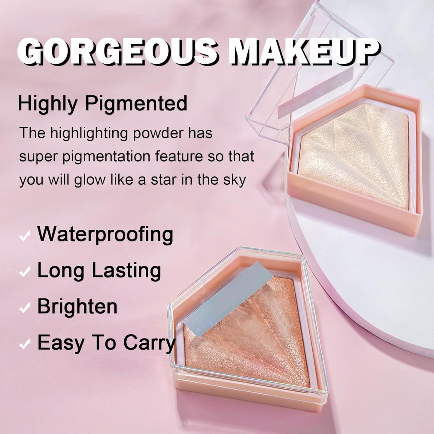 White Highlighter Makeup Palette Face Highlighter Powder Iluminadores De Maquillaje Narutal Shimmer Glitter Highlighter Contour Powder Makeup Palette-01 Pearl White