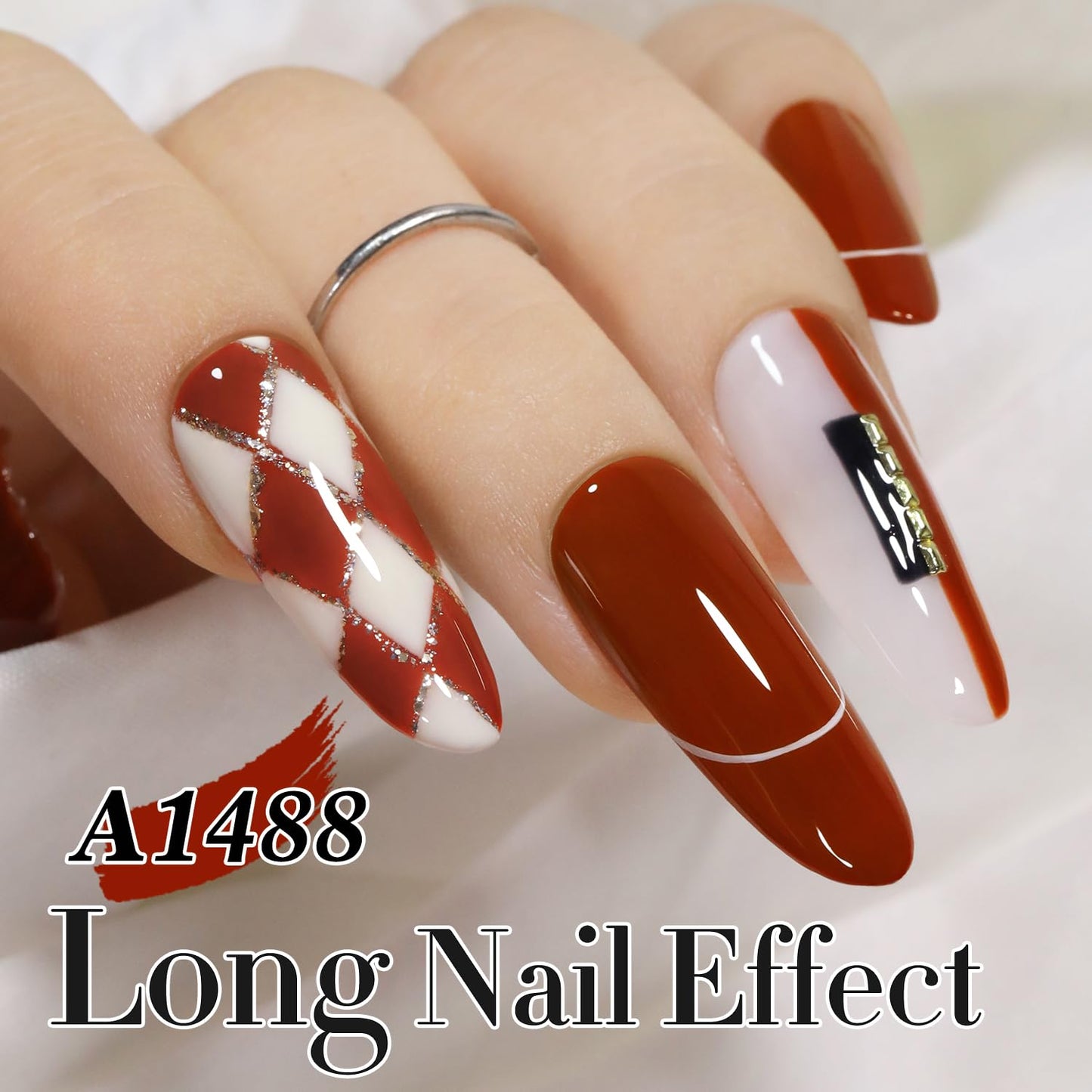 Double Rhythm Translucent Gel Polish Sheer Neutral Natural Light Milky Same Color Same Bottle 15ML Jelly UV Polish Nail Art DIY at Home (Brick Red-A1488)