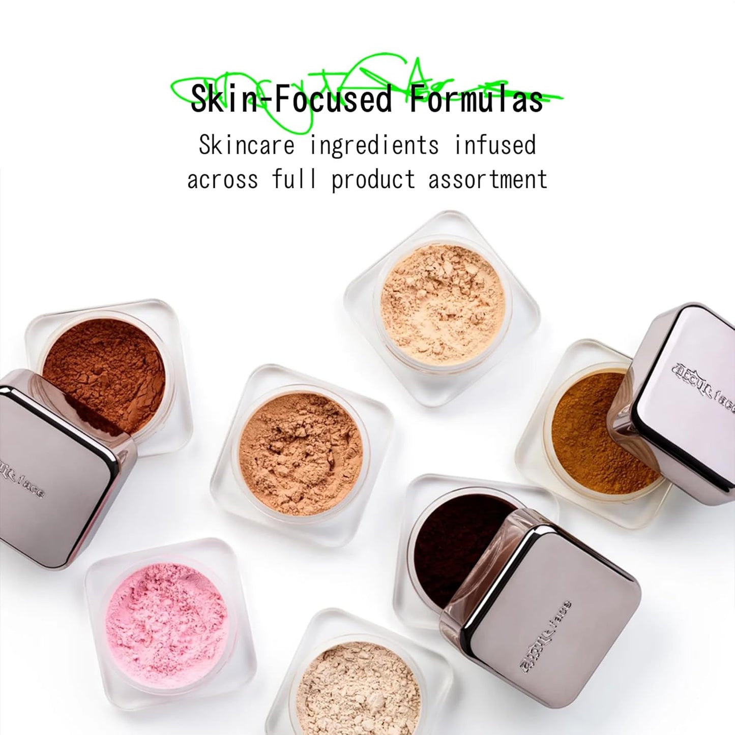 about-face Curtain Call Set & Smooth Loose Powder Finale – Lightweight, Oil-Absorbing Setting Powder with Rice Starch & Corn-Based Talc Alternative – Vegan, Cruelty-Free – 0.35oz (Pink Brightener)