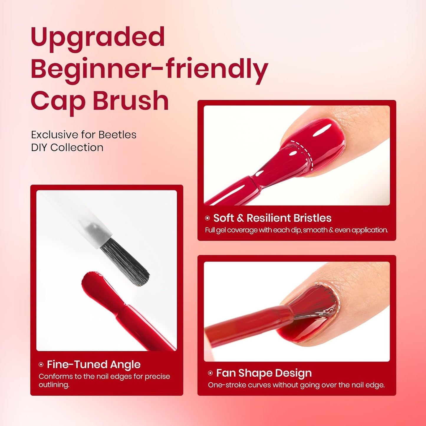 Beetles Red Gel Polish,Crimson Gorgeous Gel Polish, Red Color Nails Glossy Long Lasting Soak Off U V LED Gel for Nail Art Salon Quality DIY