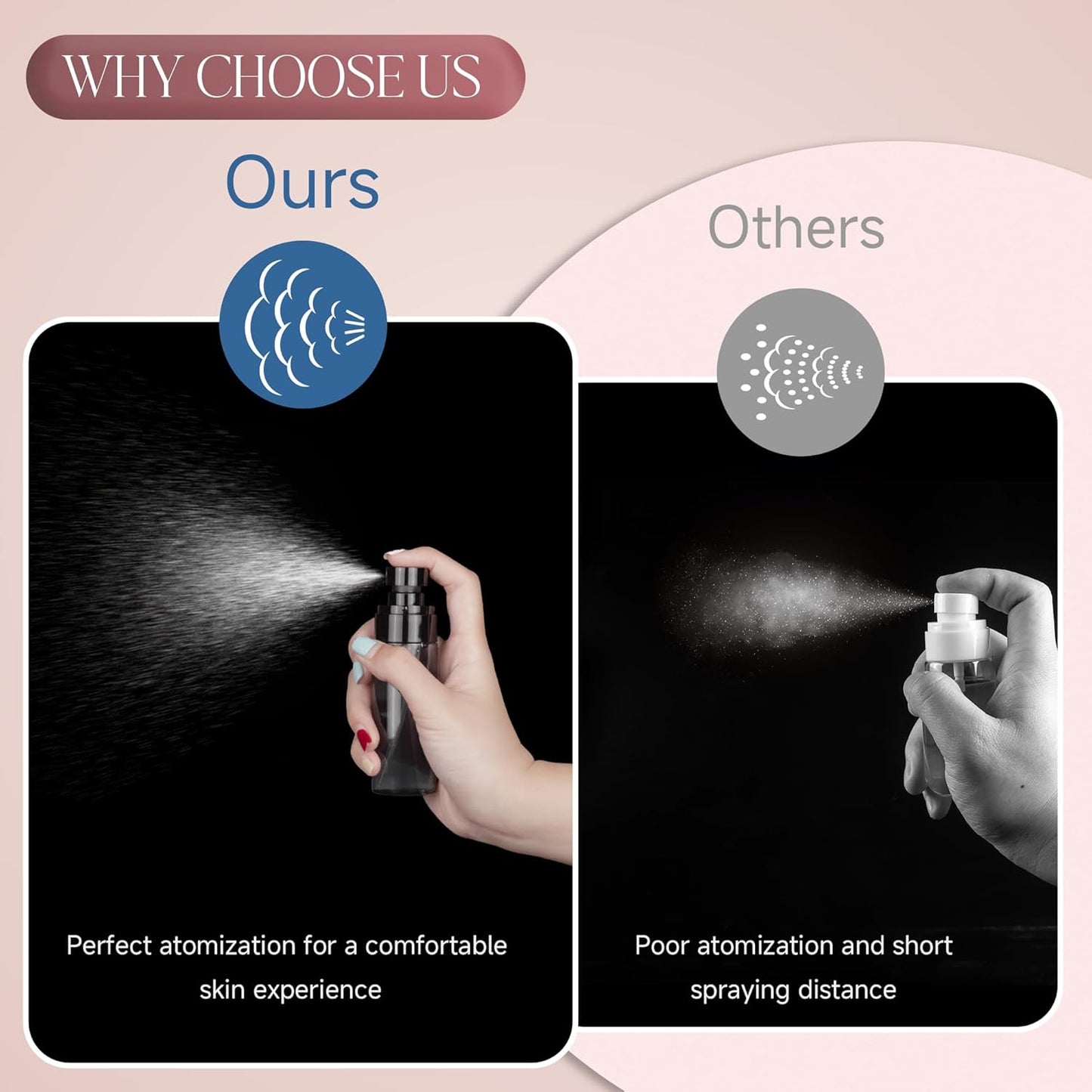 3Pack Small Spray Bottle, 4oz Black Plastic Fine Mist Mini Spray Bottles, Empty Refillable Travel Bottles for Hair, Cleaning, Salons, Planting, Skin Care