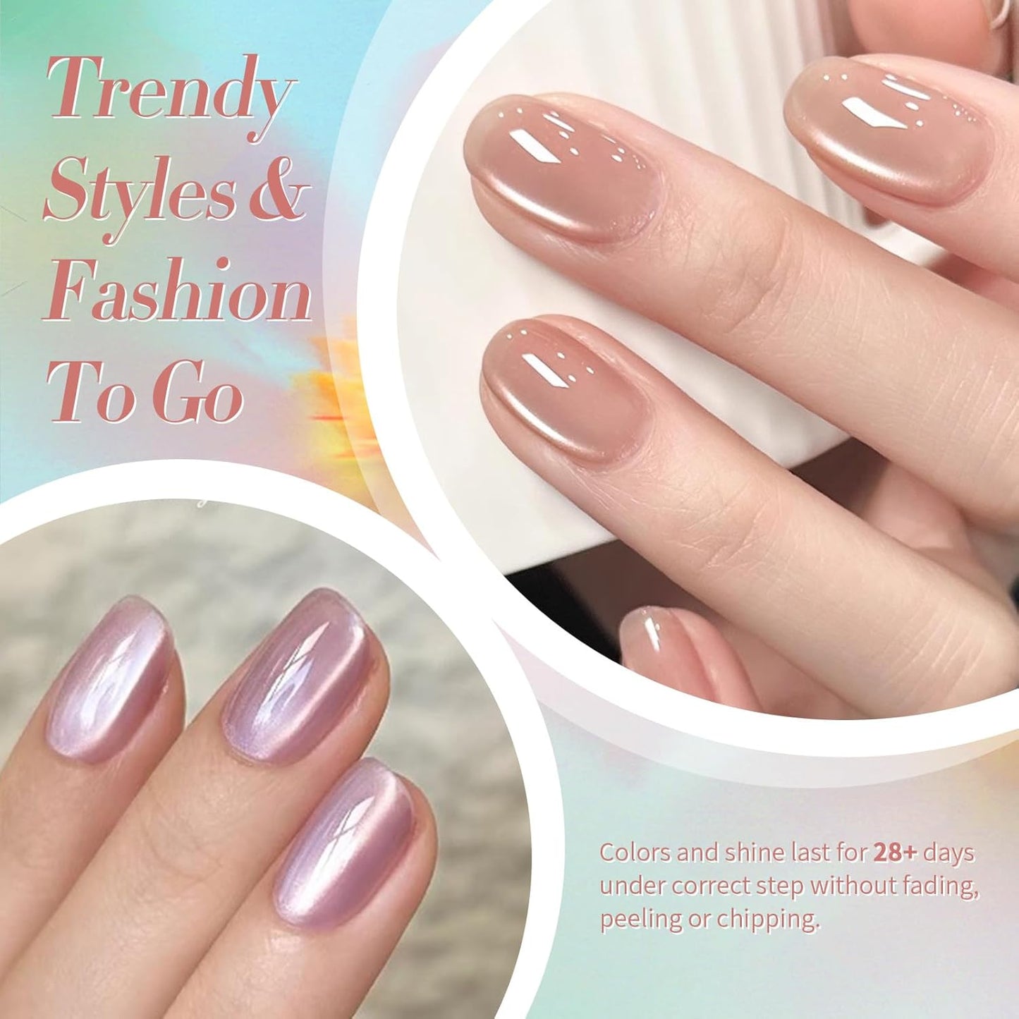 Born Pretty Magnetic Gel Nail Polish Water Light Magnetic Eye Gel Jelly Glass Crystal Glitter Shimmer Auroras Magnetic Gel Nail Art Manicure Kit 6PCS