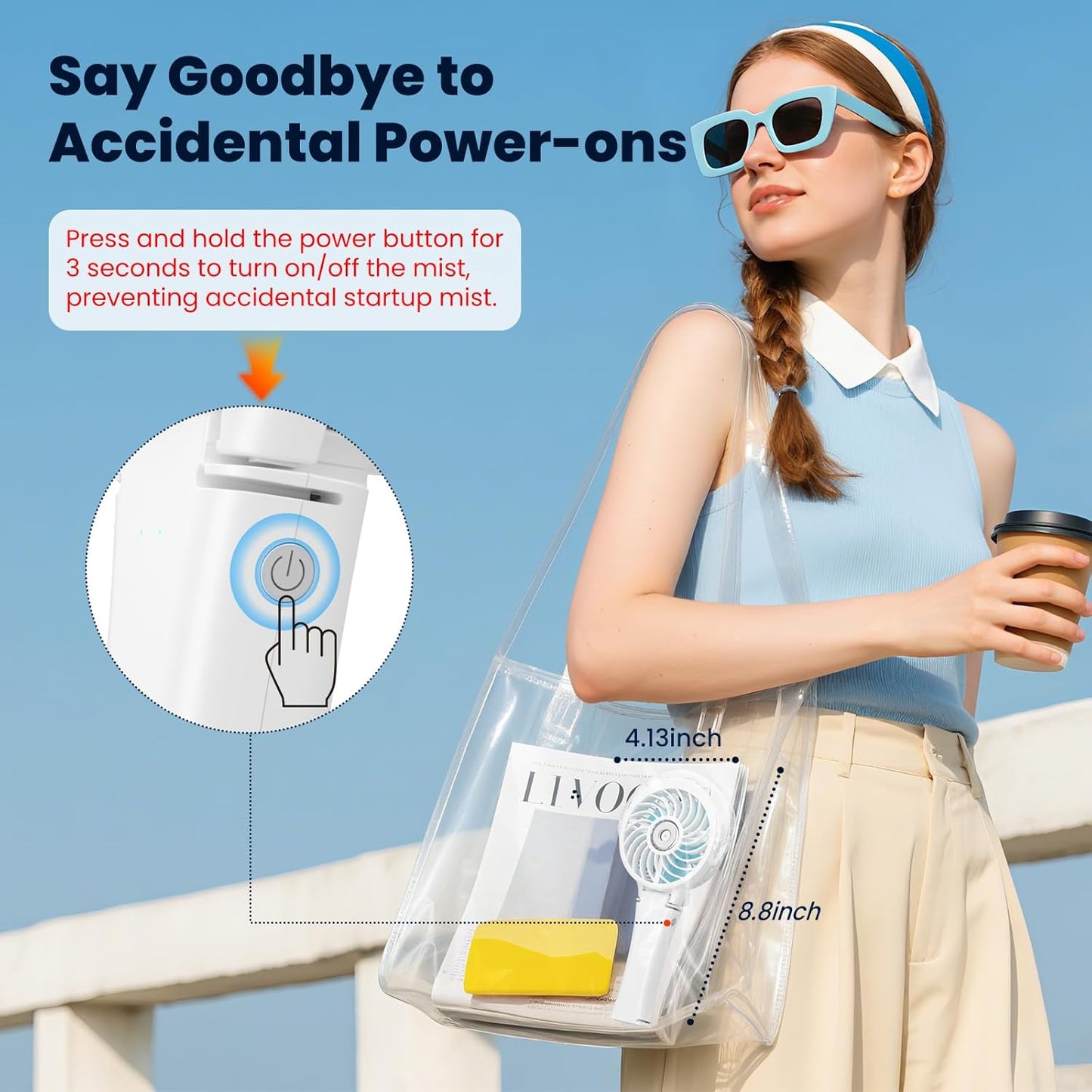 HandFan Upgraded Portable Misting Fan, Handheld Spray Water Mister Fan, USB Rechargeable Personal Mist Fans, Mini Cooling Hand Fans for Summer Beach Travel Concerts, Gifts for Women(White)