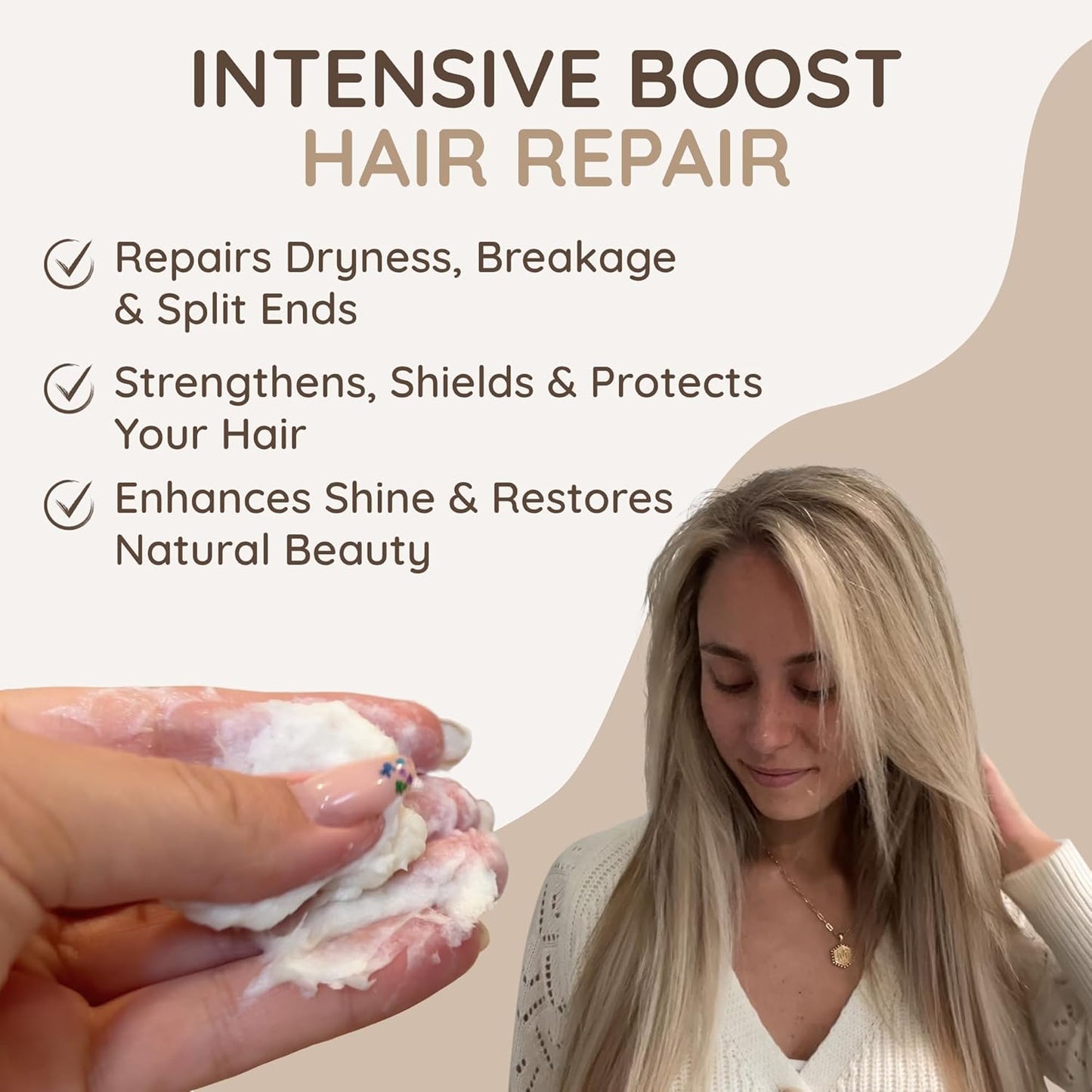 VITAMINS hair cosmetics Keratin Hair Mask - Protein Repair Keratin Treatment - Deep Conditioner for Dry, Damaged, Curly, Straight & Frizzy Hair with Biotin, Collagen & Castor Oil - 3.4 Fl Oz