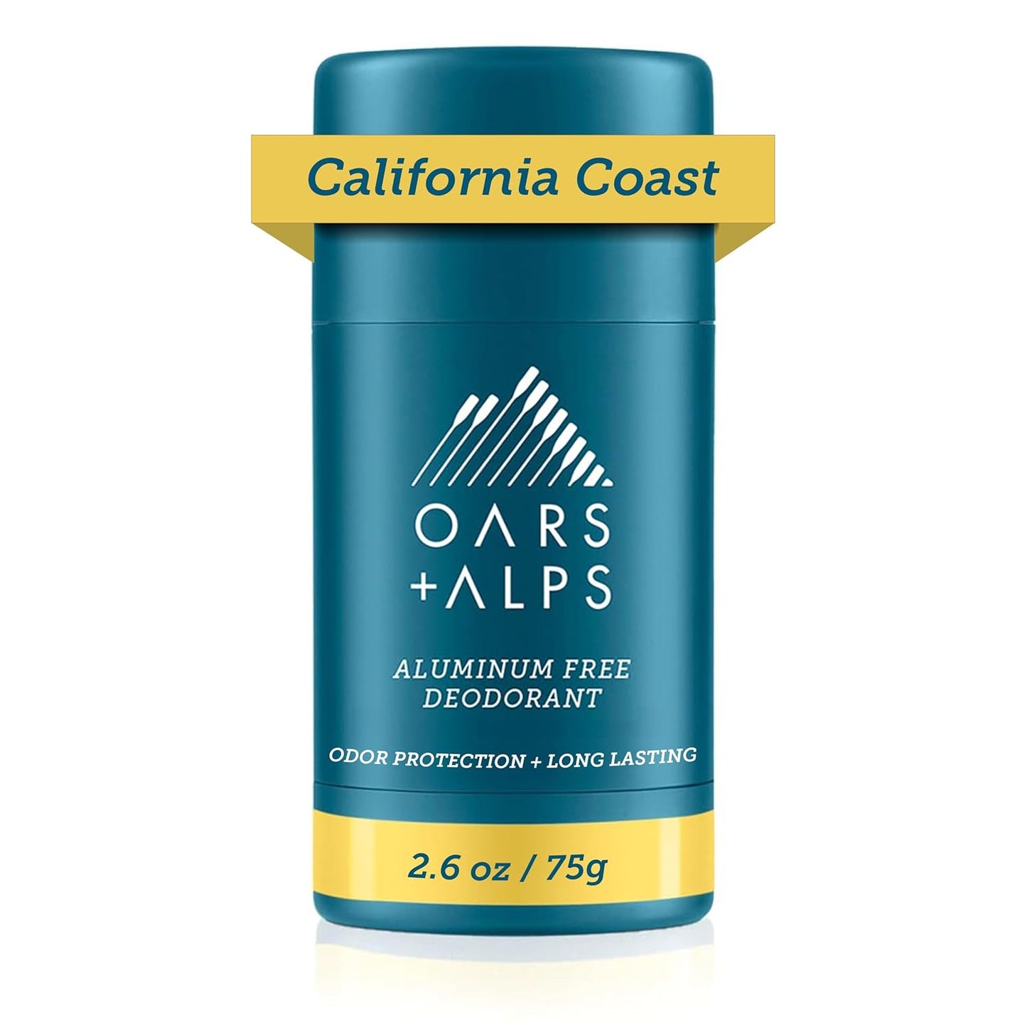 Oars + Alps Natural Deodorant for Men & Women, Aluminum Free Deodorant for Men, Dermatologist Tested, Clean Ingredients, Non Toxic, Vegan, Long Lasting, Odor Protection, California Coast, 1pk, 2.6oz