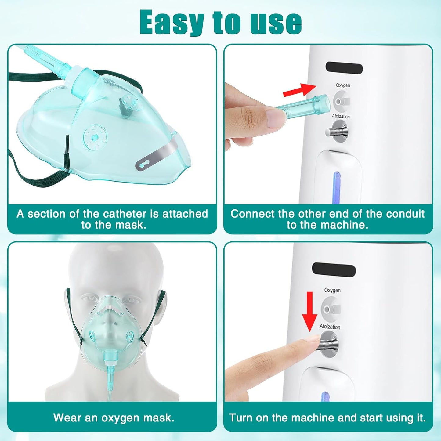 Geiserailie 2PCS Pediatric Elongated (M) Oxygen Mask with 6.6 Ft Tubing and Adjustable Elastic Strap, Pediatric Elongated Oxygen Mask with Tubing, Breathing Masks for Face