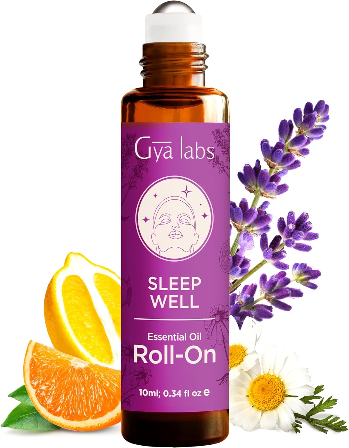 Gya Labs Sleep Well Essential Oil Roll on - 100% Pure Natural Aromatherapy Relax Oil for Women - Blend with Calming Chamomile & Relaxing Lavender for Better Rest, Travel Size (0.34 Fl Oz)