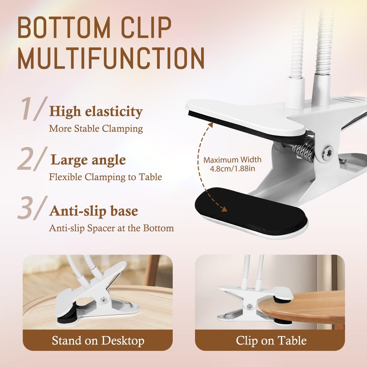 AORAEM LED Nail Lamp Double-Headed UV LED Light Quicky-Dry Duck Neck UV Lamp Dryer Curing Light with Portable Gooseneck and Clamp Flash Cure U V Light for Gel Nails Professional Home DIY Salon White