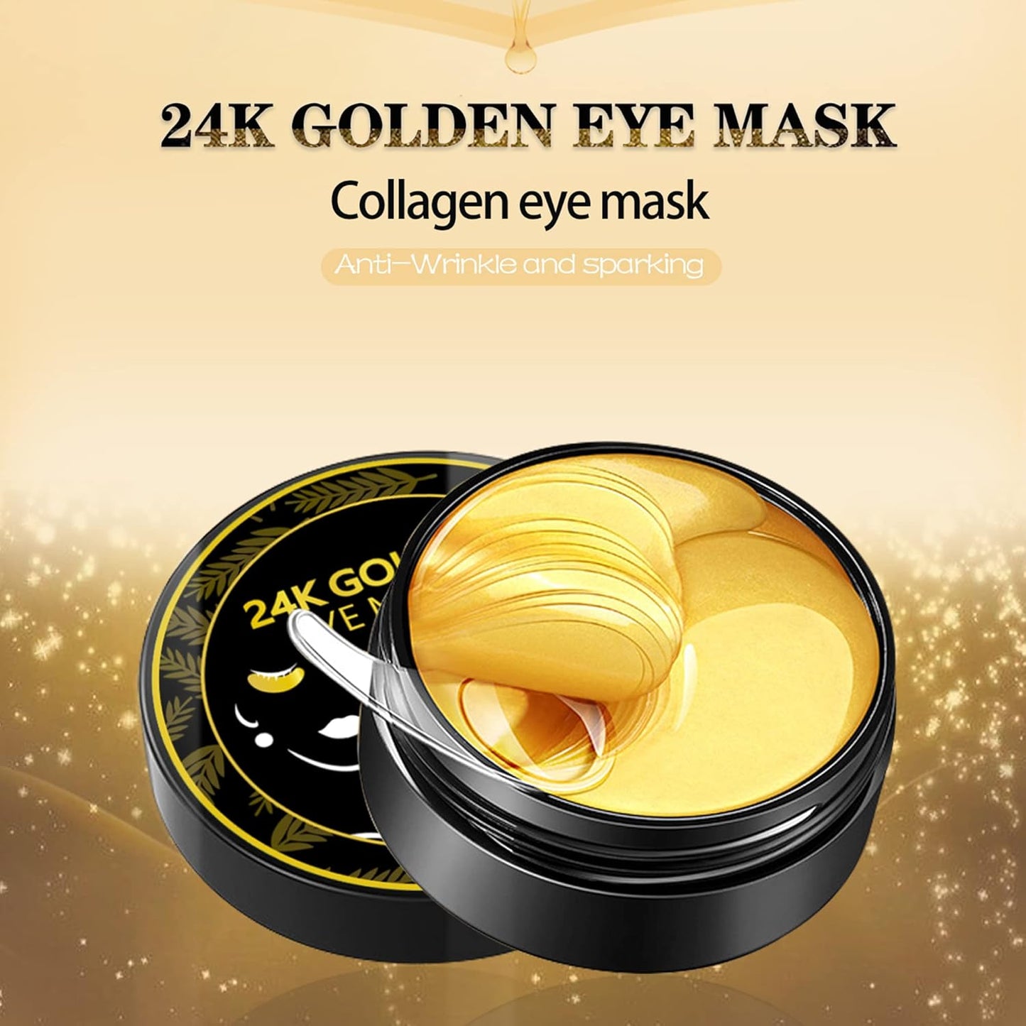 Anti-Aging Under Eye Patches, 24K Gold Eye Mask, Reduce Puffiness and Dark Circles, Nourish Skin, Smooth Wrinkles, 30 Pairs