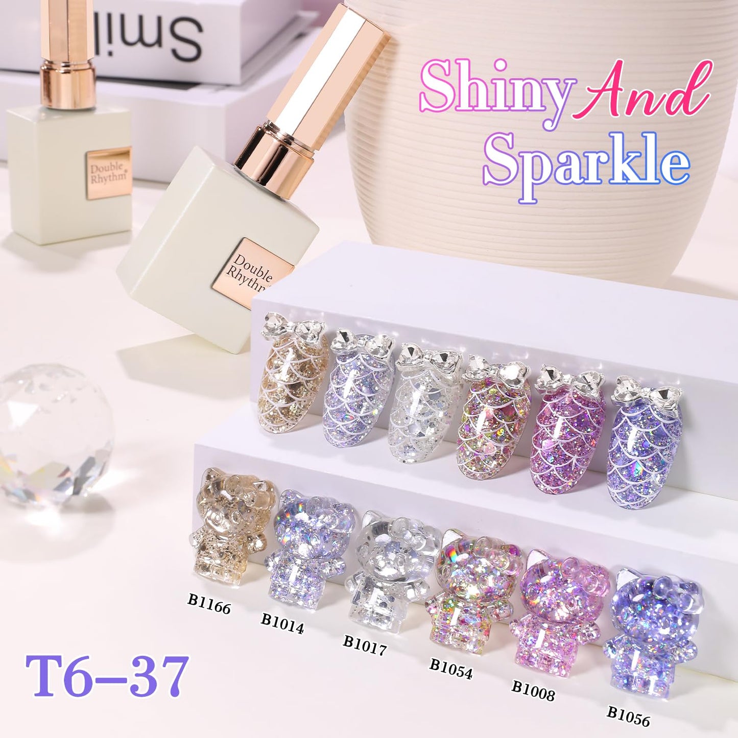 Double Rhythm 0.5Oz Glitter Gel Polish Shimmer Reflective Color for Nail Art Salon DIY Soak Off 15ml Nail Lamp Gel Polish at Home (Rainbow Gold-B1054)