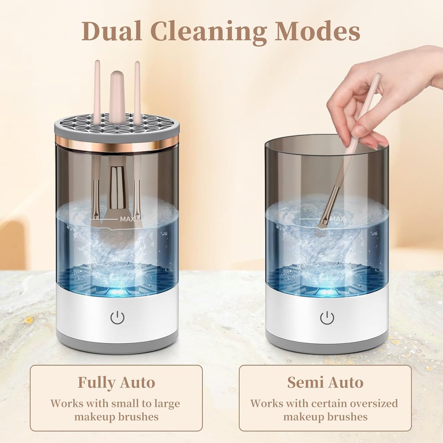 Electric Makeup Brush Cleaner, Quick Efficient Machine for Deep Cleaning All Types of Brushes, Portable Compact Design for Travel Home Use, for Makeup Lovers & Professionals - Red