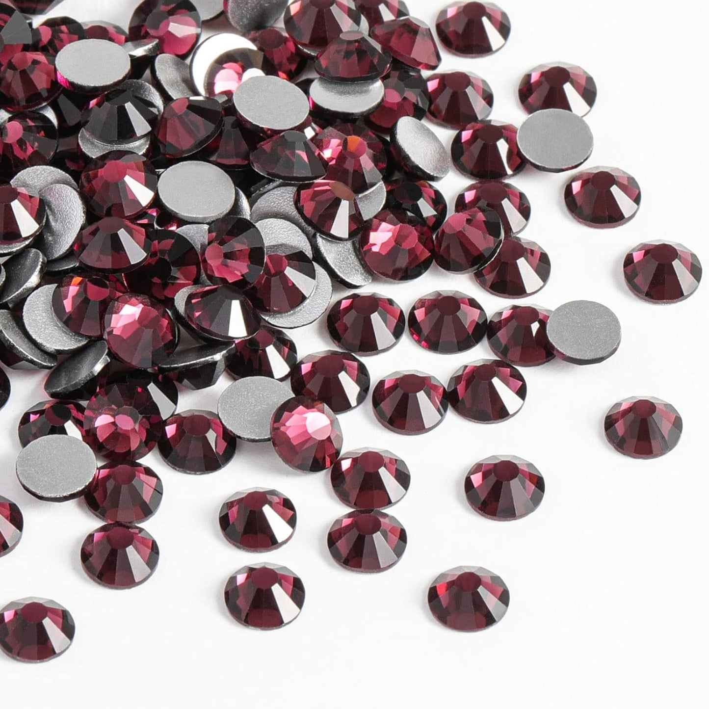 Beadsland 144pcs Flat Back Crystal Rhinestones Round Gems for Nail Art and Craft Glue Fix, Amethyst, SS40, 8.4-8.7mm